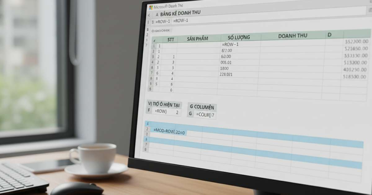 Cách dùng hàm row trong excel qua các ví dụ thực tế