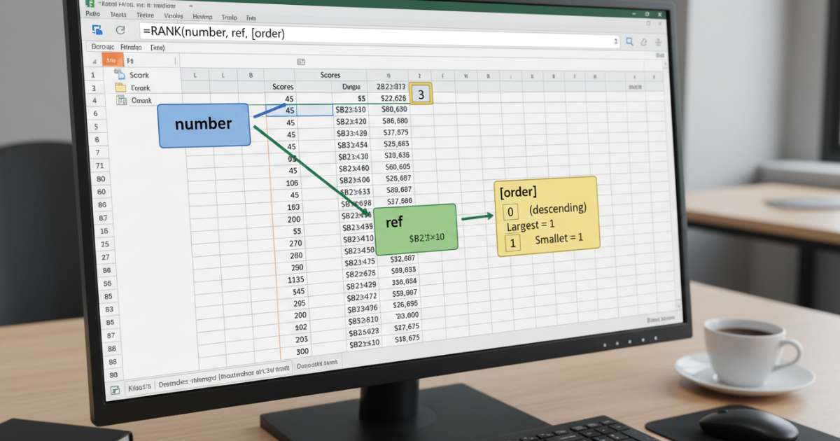 Cấu trúc và cú pháp chi tiết của hàm xếp hạng trong excel
