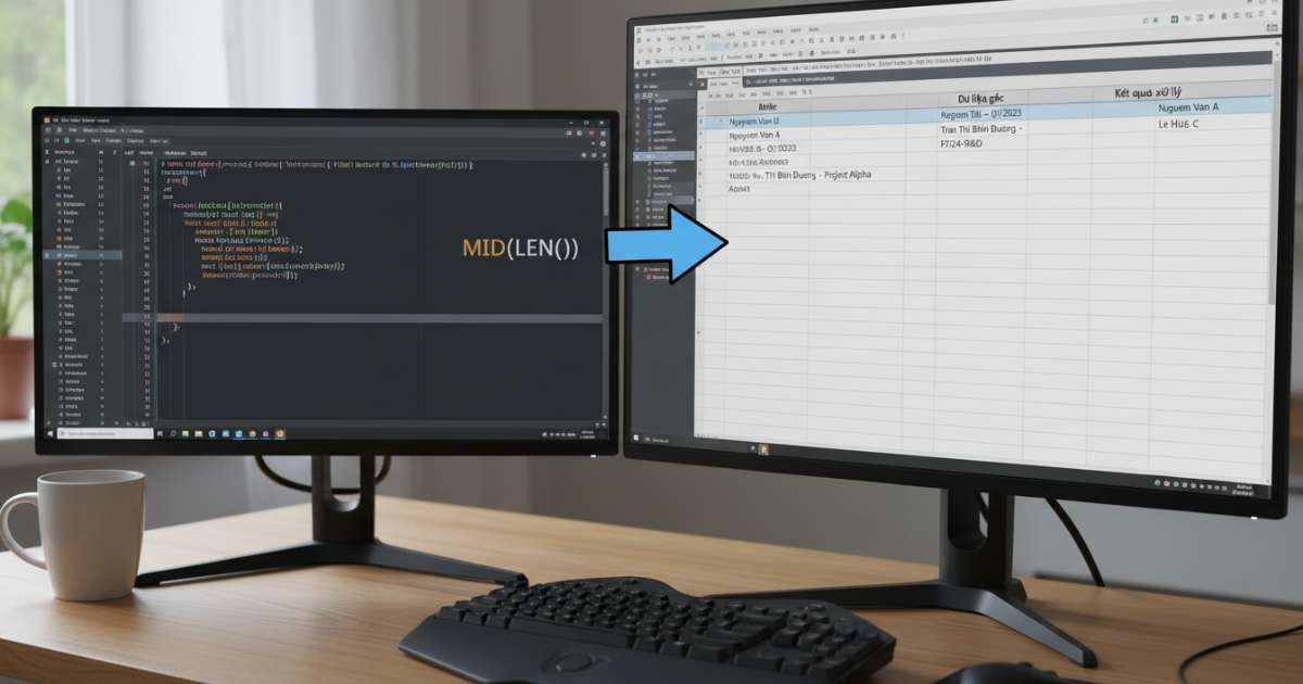 Cách dùng hàm mid kết hợp len để xử lý dữ liệu linh hoạt