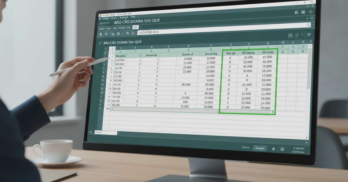 Cách sử dụng hàm COUNT để đếm các ô chứa dữ liệu số
