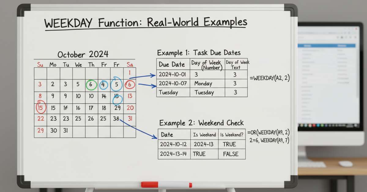 Cách sử dụng hàm weekday qua các ví dụ thực tế