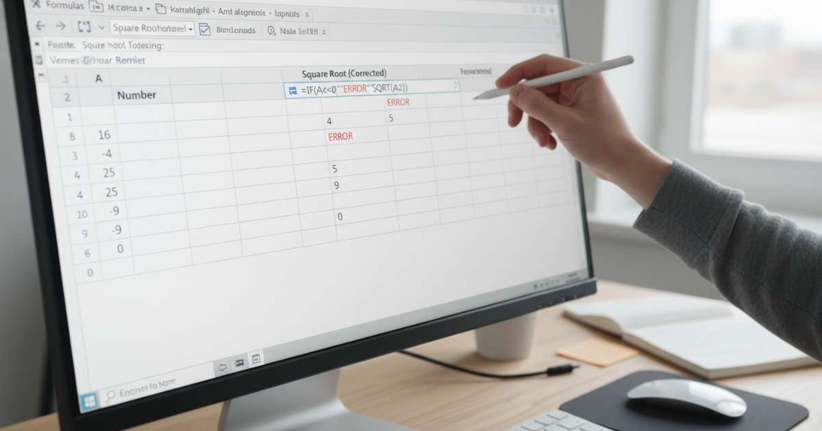 Giải quyết vấn đề số âm khi tính căn bậc 2 trong Excel