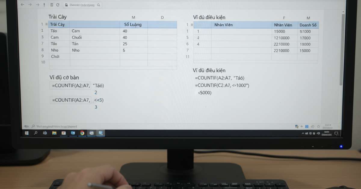 Các ví dụ cơ bản về hàm COUNTIF trong Google Sheet
