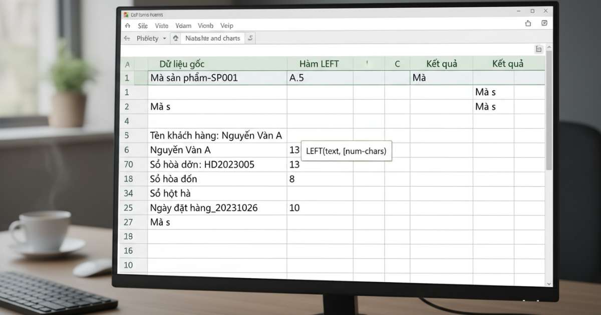 Cách dùng hàm LEFT trong Excel qua các ví dụ thực tế