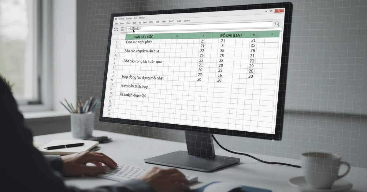 Cách dùng hàm len trong Excel để quản lý văn bản