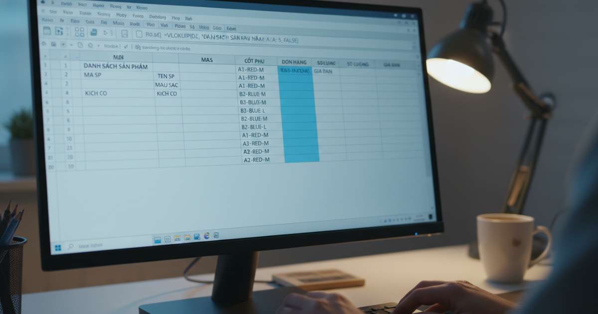 Cách dùng hàm vlookup nhiều điều kiện bằng cột phụ đơn giản