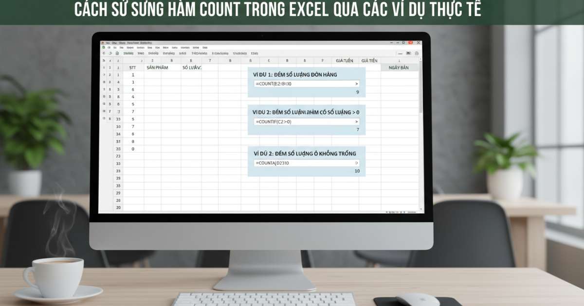 Cách sử dụng hàm count trong excel qua các ví dụ thực tế