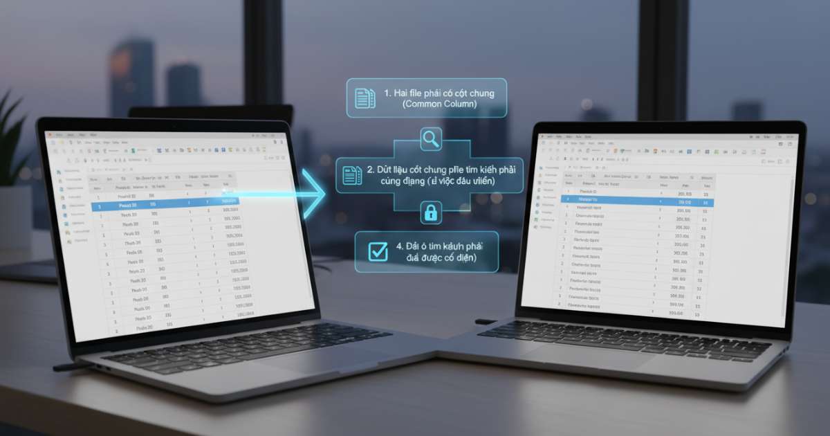 Điều kiện cần thiết để áp dụng cách dụng hàm vlookup giữa 2 file thành công