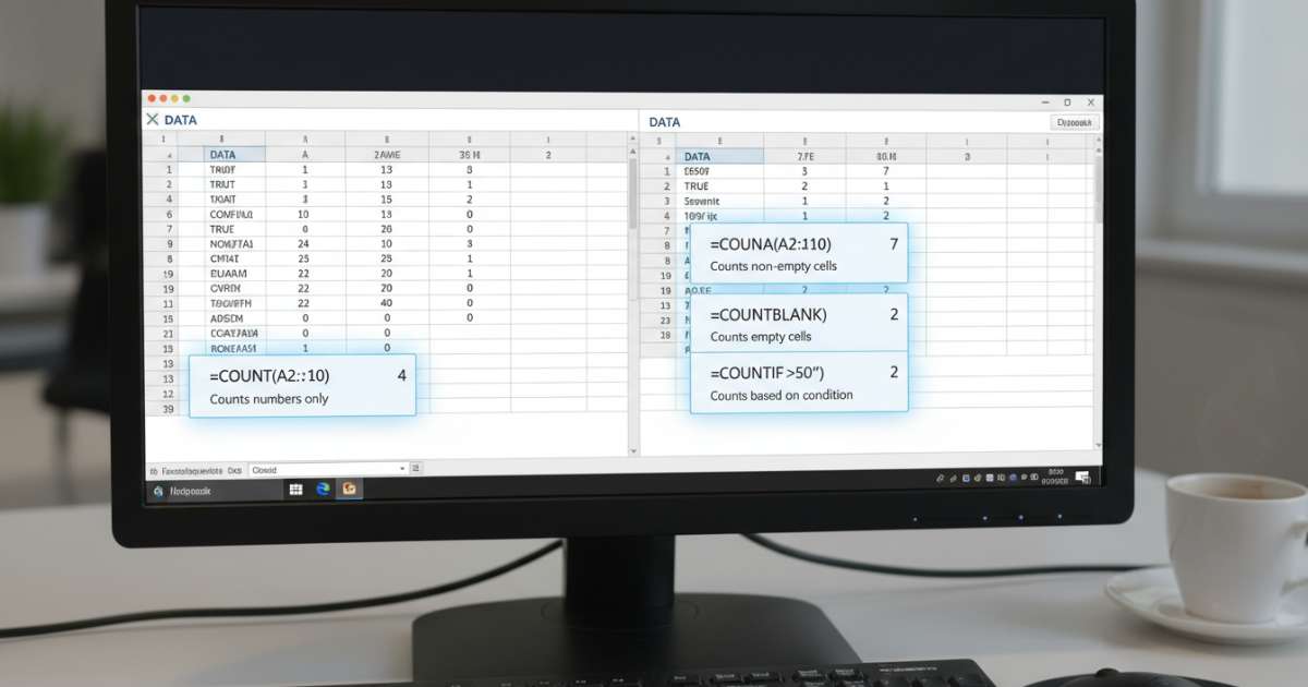 Phân biệt hàm count và các hàm đếm khác trong excel