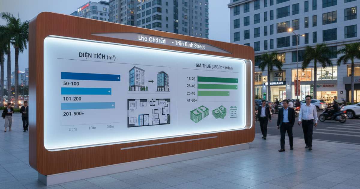 Phân loại diện tích và giá thuê văn phòng đường Trần Bình
