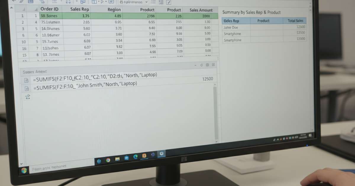 Sử dụng hàm SUMIFS để tính tổng theo tên trong excel với nhiều điều kiện