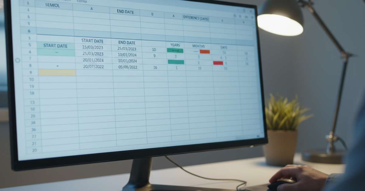 trừ ngày tháng năm trong excel