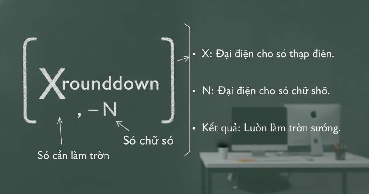 Cú pháp hàm rounddown và giải thích tham số