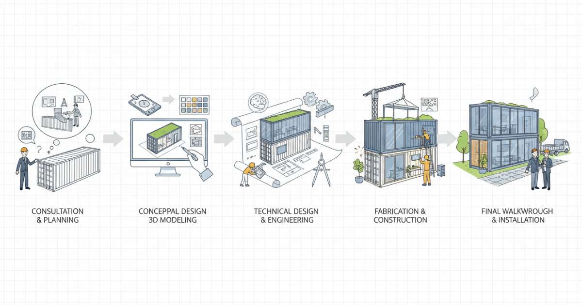 Quy trình thực hiện thiết kế container văn phòng chuyên nghiệp