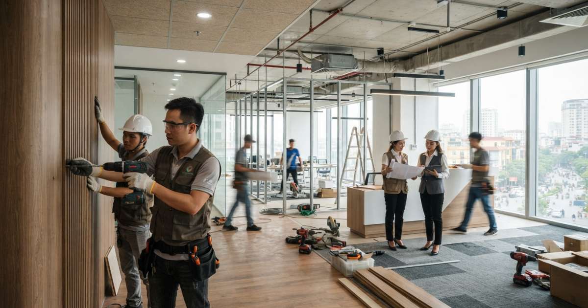 Cách kiểm soát tiến độ thi công nội thất văn phòng hiệu quả