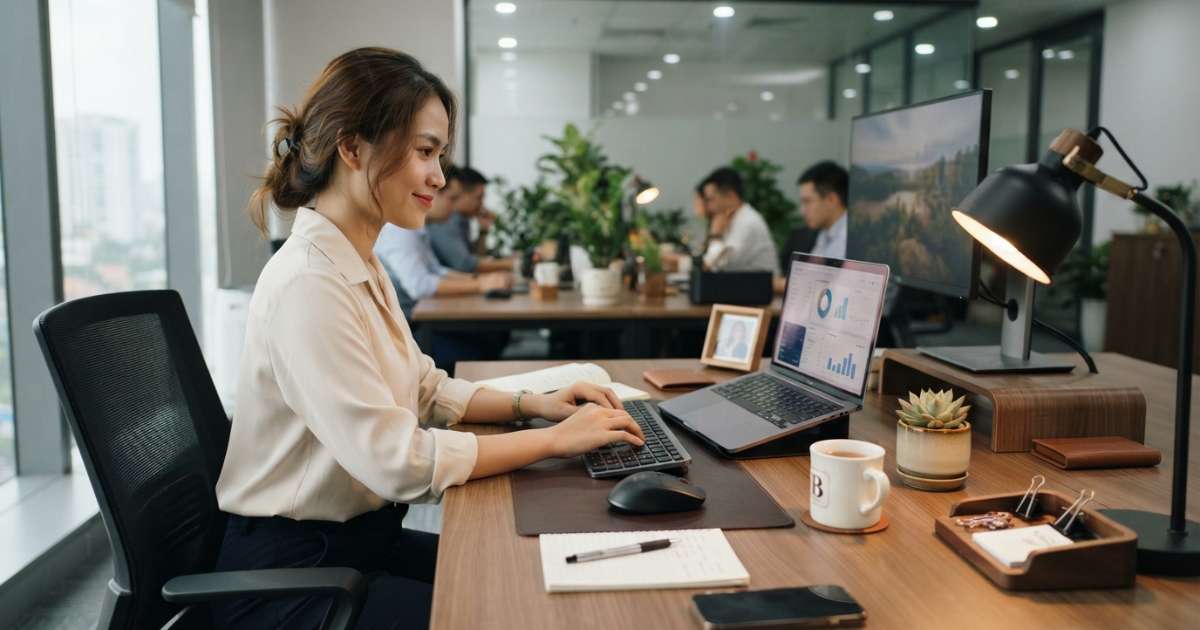 Cách sắp xếp đồ đạc khoa học trên bàn làm việc