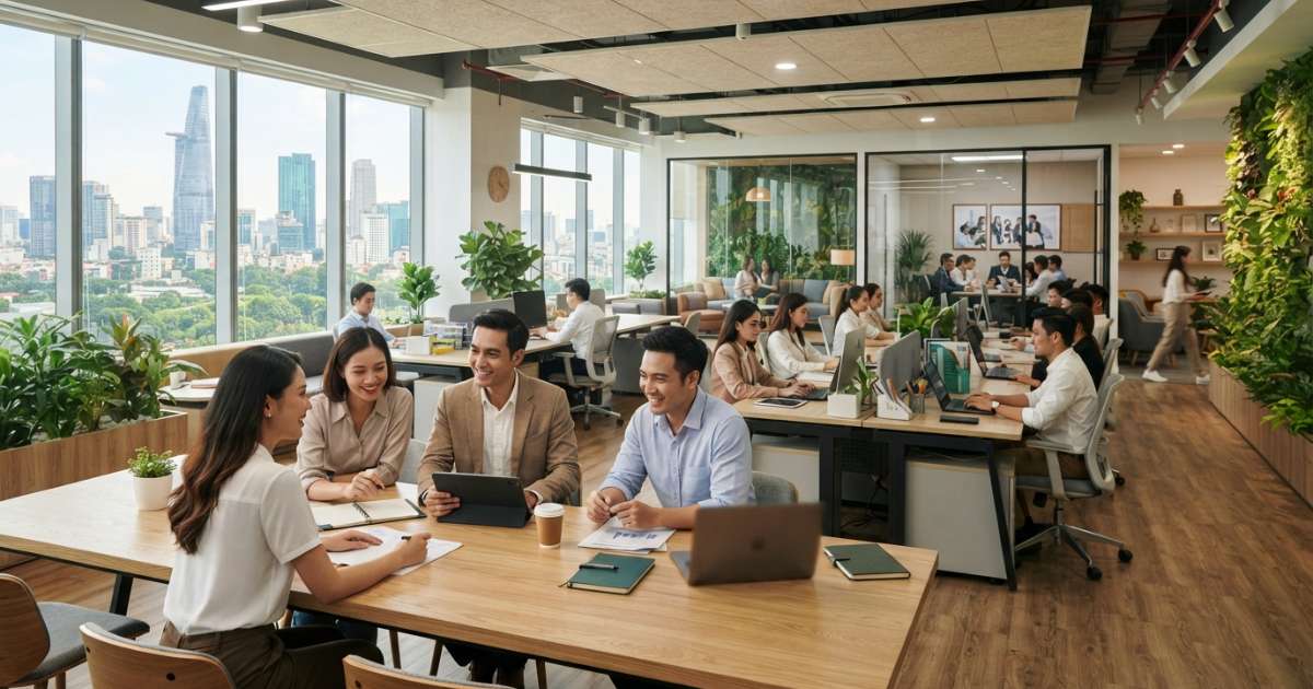 Tận dụng chiều cao để mở rộng không gian văn phòng đẹp