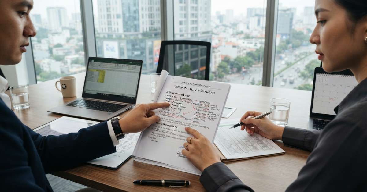 kiểm tra hợp đồng cho thuê văn phòng về giá và các khoản phí dịch vụ